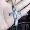 Designer Necklace Fashion Mens Luxury Cross Necklace Hip Hop Jewelry Silver White Diamond Gemstones Iced Out Pendant Women Necklaces