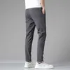 Alta Qualidade Men's Calças Casuais Primavera Primavera Negócio Stroet Stretch Cinzento Calças Negras Macho Brand Roupas 3 Cor 210715