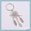 Nyckelringar Smycken Dreamcatcher Keychain Indiska 6mm / Turkos Beads Holder Födelsedag Julklappar Kvinnor Dream Catcher Chain Drop Delivery