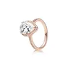 Sliver Band 18k Rose Gold Tear Drop Drop CZ Diamond Pierścionek z oryginalnym pudełkiem Fit Pandora 925 Srebrne obrączki Zestaw biżuterii zaręczynowej dla kobiet