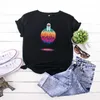 JCGO Sommer T-shirt Frauen 100% Baumwolle Mond Planet Raum Druck Plus Größe S-5XL Oansatz Kurzarm Mode Casual Tee tops 210720