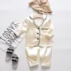 Nachtkleding Outfits voor Peuter Baby Jongens Lange Mouwen Effen Tops + Broek Pyjama's Nachtkleding Zachte Voelende Zoete Slaapkleding Y81 193 Y2