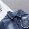 2019 crianças roupas de verão criança bebê meninas denim vestido longo manga festa casual tutu chiffon patchwork crianças vestidos 6m-4T q0716