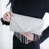 Clutch Bag Silver Diamond Envelope Women Evening Bridal Wedding Purse Design Chain Tassel Shoulder299M