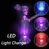 5,5 polegadas Altura LED Cor Alterar Artesanato Handcraft Fumar Tubulação De Vidro Aluguel de Petróleo Iluminados Bongo HónicoQuanco Tabaco Cinza Bacia Portátil Shisha Percolater Bubbler Tubos de Água