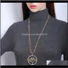 Halsband hängen leverans 2021 Big Crystal of Life Halsband Multilayer Long Chains Round Circle Gold Tree Pendant Collier Drop Women Jewe