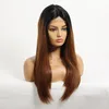 CharmSource – perruque synthétique Lace Front Wig synthétique lisse et longue, brune ombrée, avec raie centrale, pour femmes noires et blanches, Hair8500417