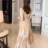 Pist Vintage Elbise Kadın Yaz Kolsuz Zarif Parti ES Giyim Yüksek Bel Spagetti Maxi Akşam 210603
