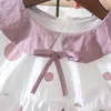 Född baby flicka klänning full ärm bomull en linje topp klänning vår söt polka dot infantil klänning grön toddler tjej kläder 210713