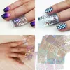 24 fogli / set DIY Nail Art Hollow 3D Laser Sticker Stencil Gel Polish Nail Vinyl Tip Transfer Guide Template Decalcomanie per unghie J023 DHL