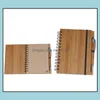 Anteckningar Anteckningar Office School Supplies Business Industrial Spiral Notebook Wood Bamboo ER Notebooks Notepad med pennstudentmiljö