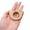 Chenkai 10pcs Wood Bird Animal Teether Ring DIY Organic Eco-friendly Nature Unfinished Baby Infant Rattle Teething Grasping Toy 211106