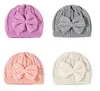 Baby Girls Woolen Pure Color Kapelusze Dzieci Bowknot Dziany Kaps Dzieci Spadek Winter Hat Girl Cap 4 Kolory