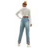 Street style Retro denim pants Women jeans washed high waist ripped trousers for women Vintage Pants 210508