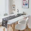 DUNXDECO Table Runner Party Desk Decor Insulation Modern Bohemia White Black Geometric Chenille Soft Waterproof Fabric Mat 210709