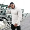 Spring Fashion Hooded Sweaters Men Casual Turtleneck Slim Fit Sports Pullover Sweater Gym Knitwear Pull Homme 210909