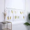 Cortina cortinas bordadas spike spike semi camada bolso decoração de casa, curto