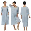 Vrouwen lange nachtkleding zachte ritssluiting aan de voorkant winter warme nachthemd katoen kimono badjas loungewear moederschap huisvrouw ritssluiting 210831