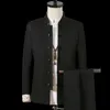 Verão Novo Terno Bordado Homens Conjuntos De Design Magro Macho Blazer Jaquetas e Calças Clássico Chinês Chinês Estilo Retro Stand Colar Homem Terno X0909