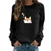 Vrouwen Hoodies Sweatshirts Casual Solid Ronde Hals Kawaii Hond Gedrukt Pullover Sweatshirt Blouse Dames Hooded 2021 Moletom Feminino