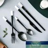 5st/set rostfritt stål servis set kniv och gaffel sked bordsartiklar biff chopstick sked set svart enkla västerländska tabellfabriksexpertdesign
