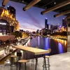 Papel de parede personalizado cidade moderna noite vista fotografia restaurante restaurante sala de estar sofá tv fundo à prova d'água