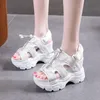 Hoge hakken sandalen vrouwelijke sport dikke bodem zomer 2021 dames mesh ademend schoenen wig open teen platform schoenen