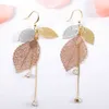 KIVN Fashion Jewlery Boho Filigree leaves Dangle Drop Gold for Women Girls Long Tassel Earrings