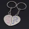 Broken Heart Nyckel Kedjesnyckling Tillbehör Mode Keychains Ringar Hållare För Lover Par Födelsedag Presenter Metall Split Smycken För Bilar