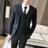 3-teiliges Set Blazer Jacke Weste Hosen / 2021 Mode Neue Herren Casual Business Hochzeit Bräutigam Gestreifter Anzug Mantel Hose Weste X0909