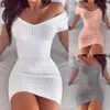 Seksi V Yaka Katı Ince Mini Elbise Kadınlar Yaz Moda Kapalı Omuz Kısa Kollu Yüksek Bel Paketi Kalça Bodycon Kalem Elbise 210507