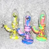 Brilho no cano de água fumegante escuro Bongo de cachimbo de impressão não desbotada Silicone Bongs Dab Rig Rig Catcher de cinzas borbulhantes grossas