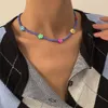 Kpop bohème bleu collier de perles de rocaille pour femmes filles douces résine fleur chaîne collier collier bijoux esthétiques nouveau