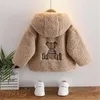 Hot Sales Winter Barn Plush Hooded Jacket Pojke Kläder 2 Färger Plaid Girls Coat England Style Medium Long Single-breasted Trench Babys Ytterkläder