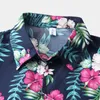 花のシャツの男性夏のカジュアルメンズアロハシャツビーチホリデーハワイアンカミサスフラワープリント通気性のある化学ホム210524