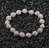 8.5MM SOLID ROUND BEAD BRACELETS 14K WHITE GOLD DIAMOND BLIND BRACELET 7-8inch Hip Hop Jewelry for Men Women