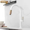 XOXO Kitchen faucet Pull Out Cold and mixer tap Black White water Single Holder faucet kitchen sink faucet 1345A-W 210724