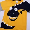 Dzieci Chłopcy Dinozaur T-Shirt Długie Rękawy Cotton Crewneck Topy Tee Dzieci Bluza Długi Neck Dinosaur Cartoon Downing Koszula 210413