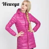 Weweya – manteau à capuche Long pour femme, grande taille 7XL, veste décontractée en duvet de canard, fermeture éclair, Parkas pour femme, hiver 2022