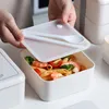 Recipientes de alimentos almoço caixa Bento pauzinhos simples 2 camadas salada portátil estilo japonês microwavable com colher 210423