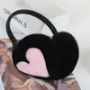 Kadınlar Kız Kış 100% Tavşan Saç Sıcak Earmuffs Kulak Muffs Earwarmers Kalp Desen Dikiş Renk Earlap Isıtıcı Kafa Bandı