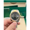 Two-Tone 41mm 18K Slate Roman Wimbledon Watch 126333 Rostfritt stål 18K Pure Gold Men's Watch Box2184