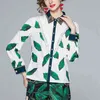 Zomerbaan Twee stukken Korte Pak Hoge Kwaliteit Mode Designer Vintage Print Lange Mouwen Shirt en Mini Rok Set Ropa Mujer 210520