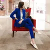 Jesień 2 sztuki Zestawy Damskie Stroje Chandal Mujer Crop Top Jacket Blazer Spodnie Dwa kawałki Zestaw Kobiety Ułożone Legginsy 210514