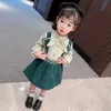 Korean Kids Blouse 2pcs Clothes Set for Girls Overall Skirt Fashion Ins Outfit Casual Clothing Preppy Style Little Girl Suit 210529