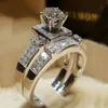 Sterling Srebrny Pierścień Moissanite dla kobiet Zestawy ślubne ślubne Piękne biżuterię luksusowe diamentowe bohemia Pierścienie klastra 266R
