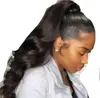 Ponytails 1024inch Body Wave Ponytail Human Hair Extensions Wefts Pony Tail Yaki Straight Afro Kinky Curly Ponytails for Women All Ages Nat