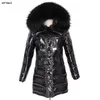 OFTBUY Winterjas Dames Echt Bontjas Natuurlijke Wasbeer Bontkraag Lange Parka Duck Down Jacket Waterdichte Streetwear Merk 211007