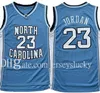 عالية الجودة NCAA نورث كارولينا الرجال القطران الكعب 23 مايكل جيرسي UNC كلية كرة السلة الفانيلة أسود أبيض أزرق