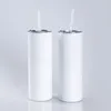 US Stock 20oz vierge de sublimation blanche gobelets en plastique couvercle en acier inoxydable tasses d'eau pour enfants adutls diy cadeaux